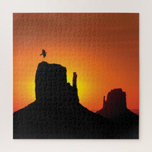Südwestliche Silhouette Wüste Sonnenuntergang Puzzle (Vertikal)
