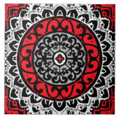 Südwestliche Sonne Mandala Batik, rot, schwarz und Fliese (Vorderseite)