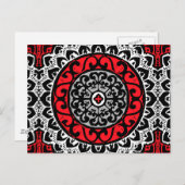 Südwestliche Sonne Mandala Batik, rot, schwarz und Postkarte (Vorne/Hinten)
