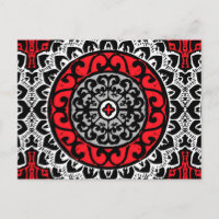 Südwestliche Sonne Mandala Batik, rot, schwarz und