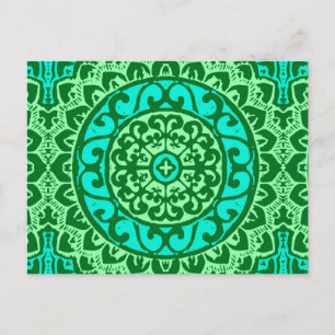 Südwestliche Sun Mandala Batik, Limettengrün Postkarte