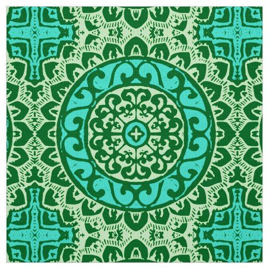 Südwestliche Sun Mandala Batik, Limettengrün Stoff (Muster)
