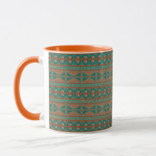 Südwestliche Türkis-Kupfer-Farben Geometrisches Mu Tasse