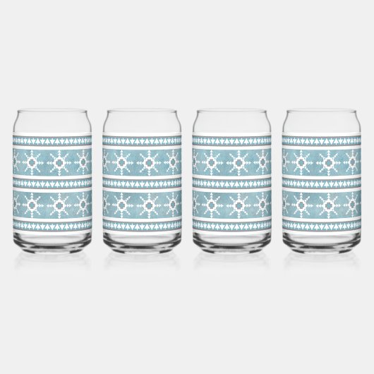 Südwestliche Winterschneeflocken Blau und Weiß Dosenglas (Vorderseite)