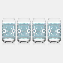 Südwestliche Winterschneeflocken Blau und Weiß Dosenglas