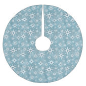 Südwestliche Winterschneeflocken Blau und Weiß Polyester Weihnachtsbaumdecke (Vorderseite)