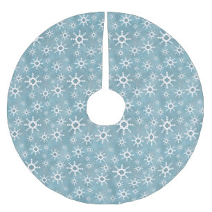 Südwestliche Winterschneeflocken Blau und Weiß Polyester Weihnachtsbaumdecke