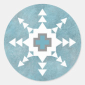 Südwestliche Winterschneeflocken Blau und Weiß Runder Aufkleber (Vorderseite)