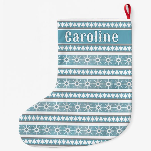 Südwestliche Winterschneeflocken Pinien Personalis Großer Weihnachtsstrumpf (Rückseite)