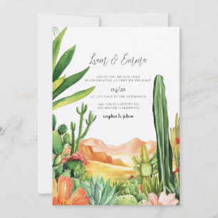 Südwestliche Wüstenkaktus Arizona Hochzeit Einladung