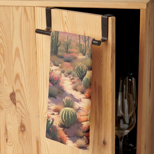 Südwestliche Wüstenkaktusszene Geschirrtuch (Drittel gefaltet)