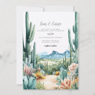 Südwestliche Wüstenland-Kaktus-Hochzeit Einladung