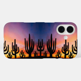 Südwestliche Wüstenlandschaft Kaktus Sonnenaufgang iPhone 16 Hülle
