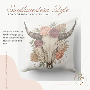 Südwestlicher Boho-Design-Stier-Schädel-Wurfkissen Kissen