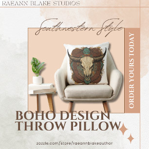 Südwestlicher Boho-Design-Stier-Schädel-Wurfkissen Kissen