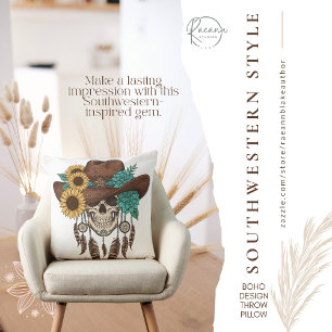 Südwestlicher Boho-Design-Totenkopf-Wurfkissen Kissen