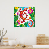 Südwestlicher Gecko mit Kaktusblüten Poster (Küche)
