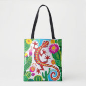 Südwestlicher Gecko mit Kaktusblüten Tasche (Vorderseite)