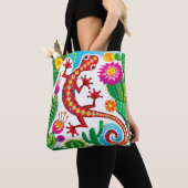 Südwestlicher Gecko mit Kaktusblüten Tasche (Von Nahem)