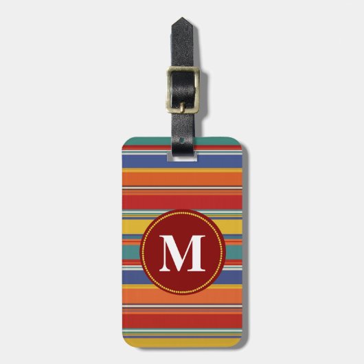 Südwestlicher gestreifter Monogramm-Gepäckanhänger Gepäckanhänger (Vorderseite vertikal)