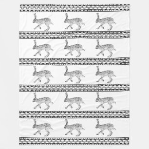 Südwestlicher Jackrabbit Schwarz-Weiß-Geometrisch  Fleecedecke