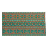 Südwestlicher Kupfer Aquamarin geometrisches Muste Kissenbezug (Rückseite-Links)