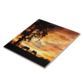 Südwestlicher Sonnenuntergang mit Pferden und Eich Fliese (Seite)