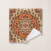 Südwestlicher Sun-Mandala-Batik, Rost u. Brown Badhandtuch Set (Waschlappen)