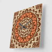 Südwestlicher Sun-Mandala-Batik, Rost u. Brown Quadratische Wanduhr (Winkel)