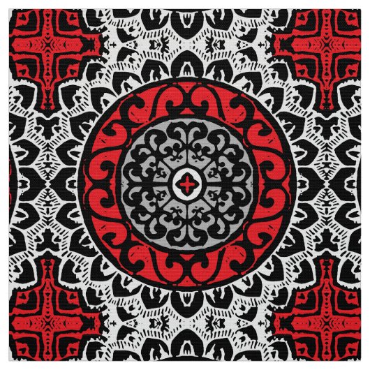 Südwestlicher Sun-Mandala-Batik, Rot, Schwarzes u. Stoff (Muster)