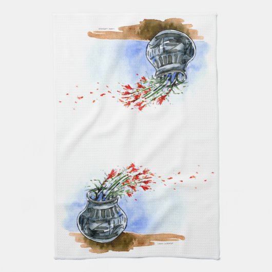 Südwestlicher Topf indianischer Malerpinsel-Wildbl Geschirrtuch (Vertikal)