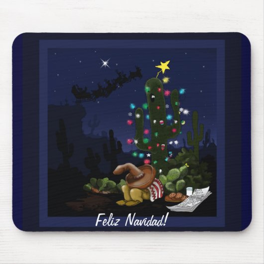 Südwestlicher Weihnachtskaktus-Cartoon Mousepad (Vorne)