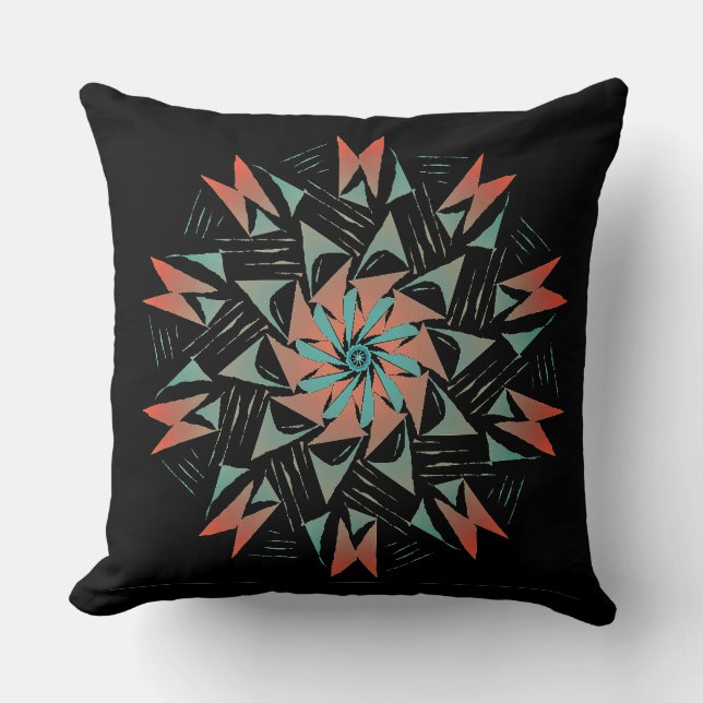 Südwestlicher Western Grafik Schwarz drucken Kissen (Vorderseite)