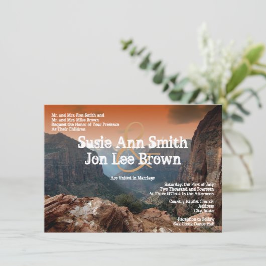 Südwestlicher Zion Canyon Hochzeitseinladungen Einladung (Stehend Vorderseite)