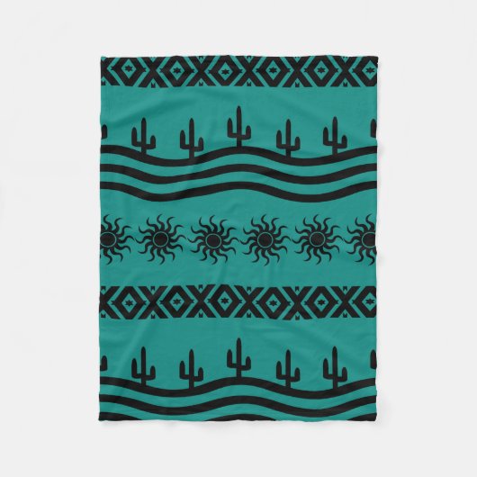 Südwestliches Design Aquamarin und schwarz Fleece  (Vorderseite)