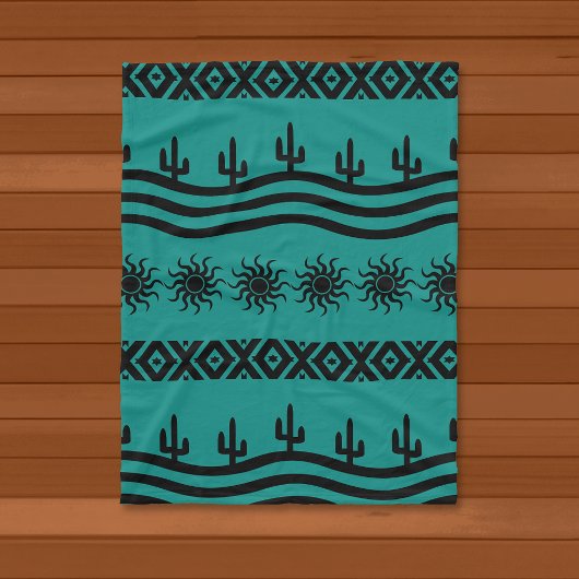 Südwestliches Design Aquamarin und schwarz Fleece