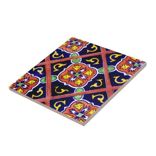 Südwestliches Fliesen-Kobalt-Blau-orange Gelb Fliese (Seite)