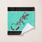 Südwestliches Gecko-Meer grün und schwarz Badhandtuch Set (Waschlappen)