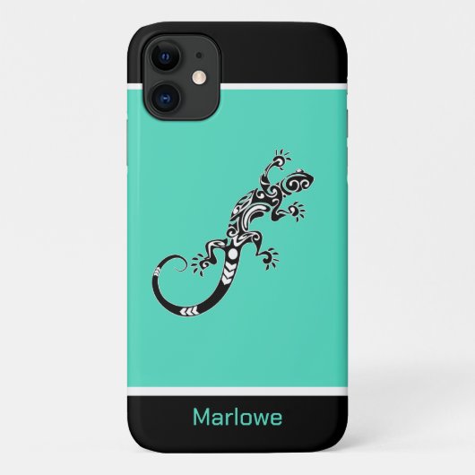 Südwestliches Gecko-Meer grün und schwarz Case-Mate iPhone Hülle (Rückseite)