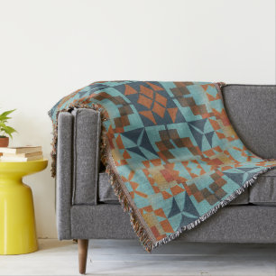 Südwestliches geometrisches Quiltblock-Kunstmuster Decke