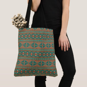 Südwestliches Kupfer-Teal-Geometrisches Muster Tasche