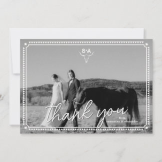 Südwestliches Landfoto Hochzeit Rustikale Notiz Dankeskarte