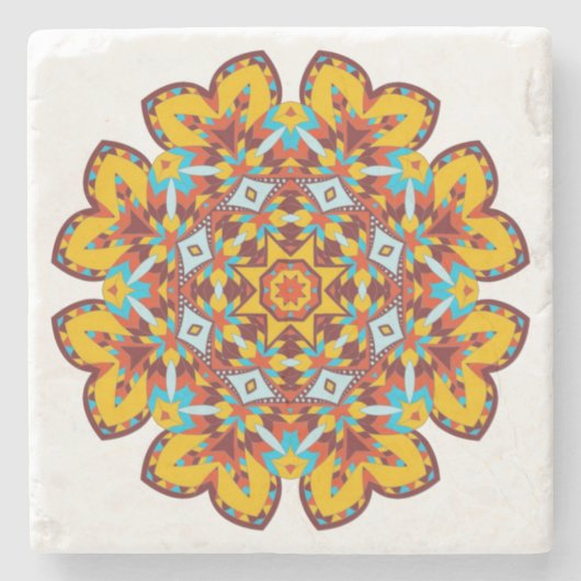 Südwestliches Mandala Design in aztekischen Farben Steinuntersetzer (Vorderseite)