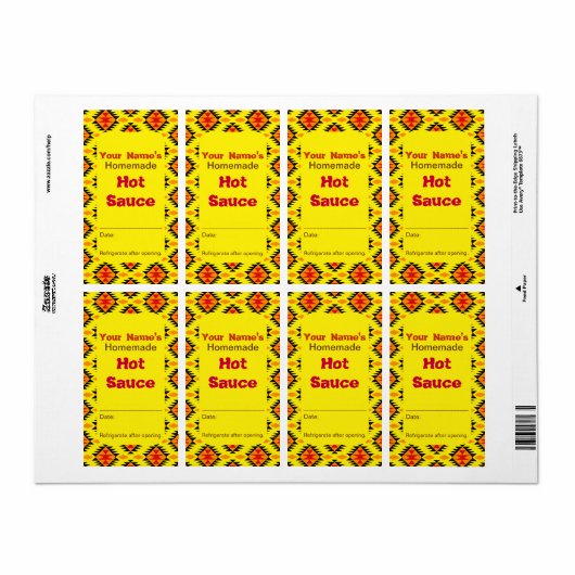 Südwestliches Muster Personalisierte Sauce-Labels (Vorne)