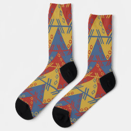 Südwestliches Rot-Gold- und Blau-Muster Socken