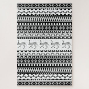 Südwestliches Schwarz-Weiß-Kaninchen-Geometrisches Puzzle