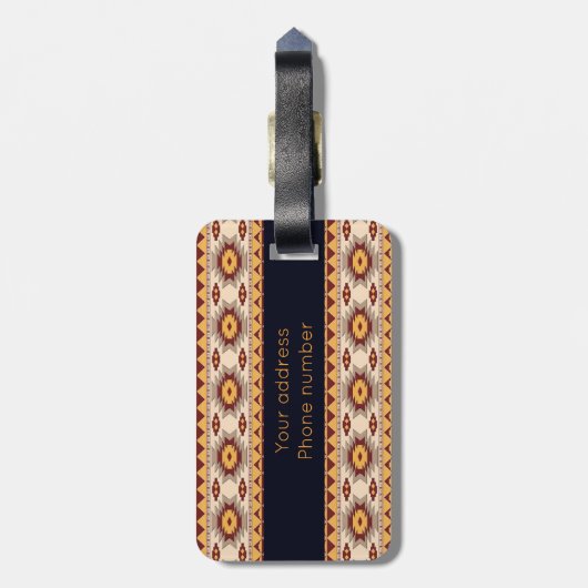 Südwestliches Stammes- Muster Gepäckanhänger (Rückseite vertikal)