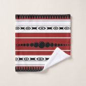 Südwestpattern Schwarz, Grau, Rost und Weiß Badhandtuch Set (Waschlappen)