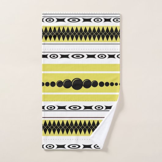 Südwestpattern Schwarz, Grau, Weiß, Weiß Badhandtuch Set (Handtuch)