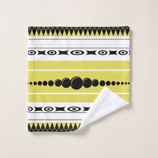 Südwestpattern Schwarz, Grau, Weiß, Weiß Badhandtuch Set (Waschlappen)